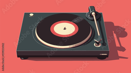 Vintage Vinyl Record Player Illustration for Creative Designs