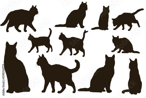 Set of cat silhouettes
