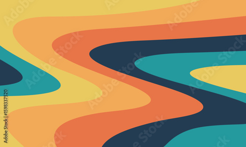 Vibrant wavy retro pattern background. Abstract colorful groovy wallpaper