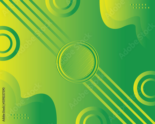 Minimal green geometric background. Dynamic circle shapes composition. Modern concept for graphic design, background, poster