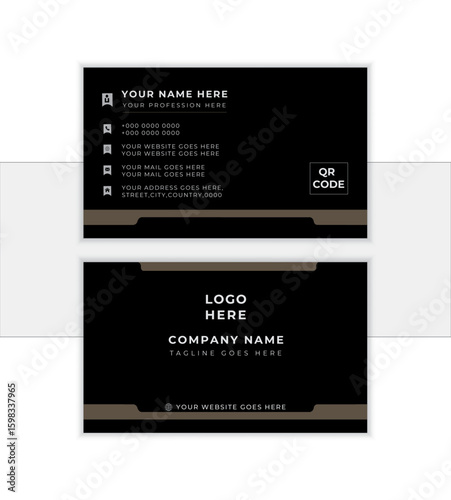 Corporate business card template. landscape orientation. Modern concept with luxury decoration art. logo and Qr code. Vector illustration print template.
                