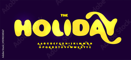 Playful bubble logo font alphabet, funky rounded letters, fat cartoon typeface for cheerful summer fun headline, retro typography, fat funny creative typographic design. Vector typeset