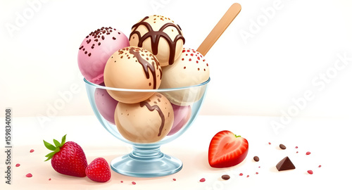 ice cream flat design, ice cream with fruits, ice cream with chocolate, ice cream with syrup, ice cream with wafer, ice cream with cherry, ice cream food art, frozen dessert bowl, ice cream clipart, i