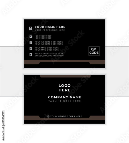 Corporate business card template. landscape orientation. Modern concept with luxury decoration art. logo and Qr code. Vector illustration print template.
                 