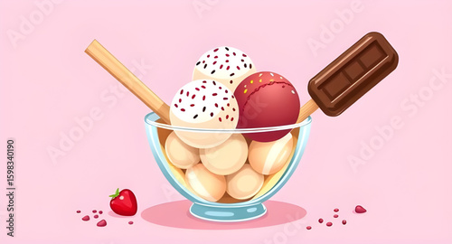 ice cream in a bowl, ice cream bowl vector, ice cream dessert, bowl of ice cream, ice cream scoops, ice cream sundae, ice cream with toppings, ice cream cartoon, ice cream illustration, ice cream icon