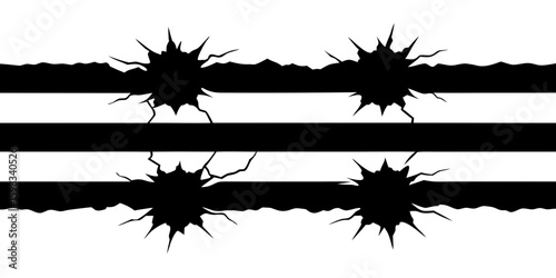 Cracked black stripes with shatter marks create a dramatic and edgy design element, perfect for adding a bold, distressed look to projects.