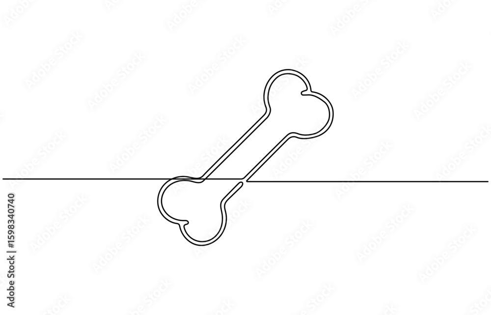 bone continuous one line drawing of isolated outline vector art illustration, Vector continuous one line drawing , simple human bone line art vector illustration. Bone toy for dog line art, pro. bone continuous one line drawing of isolated outline vector art illustration, Vector continuous one line drawing , simple human bone line art vector illustration. Bone toy for dog line art, pro.
