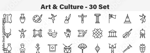 Art and Culture Glyph Icon Set for Museums and Galleries