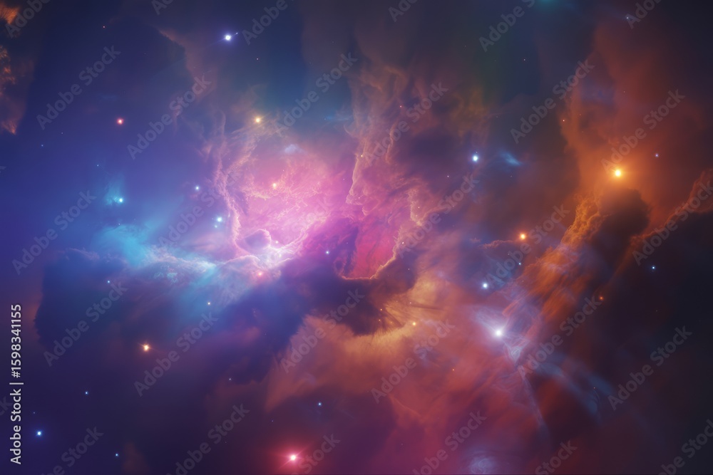 Fototapeta premium Cosmic Nebula With Glowing Stars space galaxy
