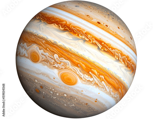 Top-Down View of Jupiter Planet with Colorful Gas Layers – Astronomy PNG