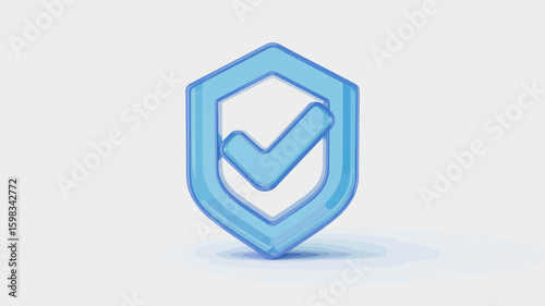 Blue Shield with Check Mark Icon Protection Security and Trust Illustration Clean Design for Digital and Corporate Purposes