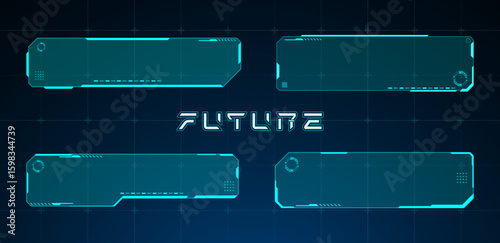 Set of HUD UI element frames or Text boxes Vector illustration