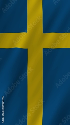 Swedish flag waving proudly in the breeze on a sunny day