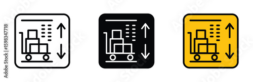 freight elevator icon vector on transparent background. industrial cargo elevator for warehouses – heavy duty freight lift vector illustration. 