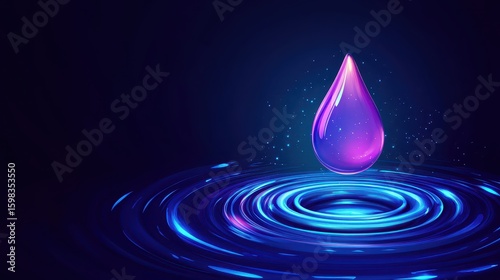Vibrant Droplet Splashing into Colorful Circular Ripples