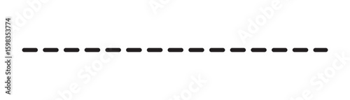 Horizontal dashed lines. Marker hand-drawn line border and scribble design elements. Lines hand drawn paint brush stroke. Vector isolated on black dash line.