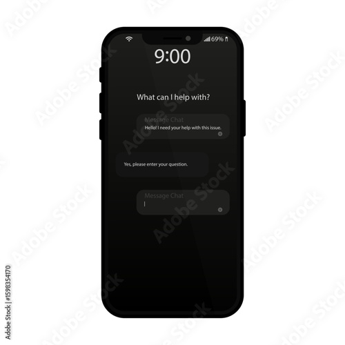 Chatbot with generative artificial intelligence smartphone, vector art illustration.
