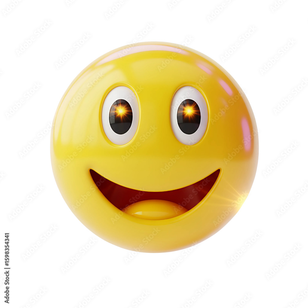 Fototapeta premium Smiling emoji with sparkling eyes isolated on transparent background