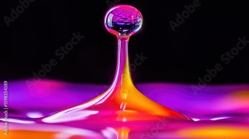 Vibrant Water Droplet in Colorful Liquid Dance Abstract Art