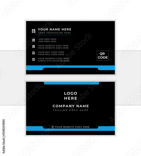 Corporate business card template. landscape orientation. horizontal simple clean business or visiting card. best for print items. editable vector illustration.
                
