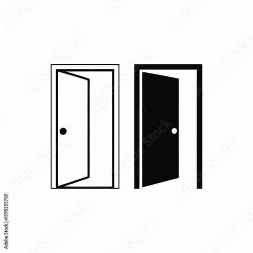Two open doors one light and one dark silhouette