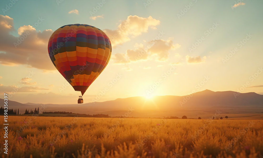 Fototapeta premium hot air balloon at sunset
