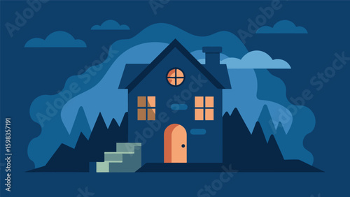 A house with no doors or windows symbolizing the difficulty of unraveling the mysteries of the mind.. Vector illustration