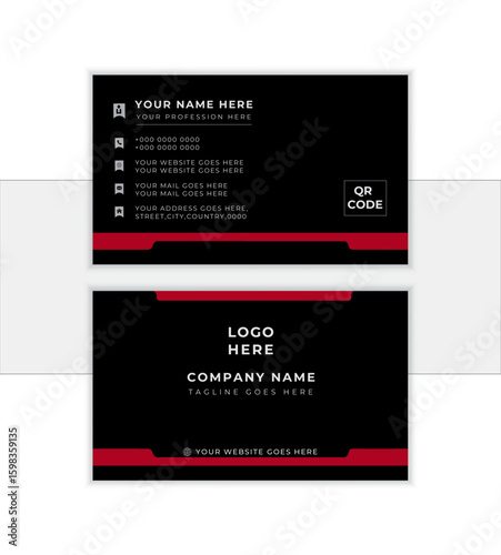  Corporate business card template. landscape orientation. horizontal simple clean business or visiting card. best for print items. editable vector illustration.
               