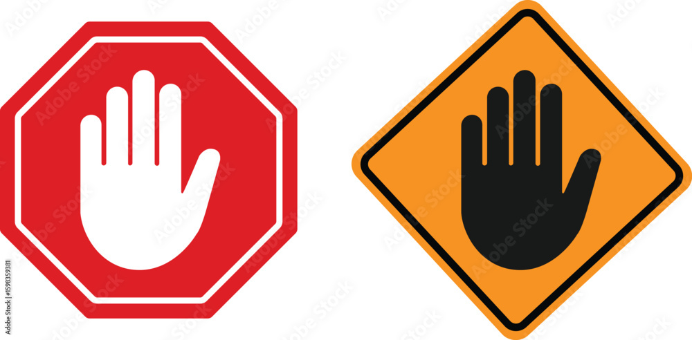Fototapeta premium Stop hand sign set