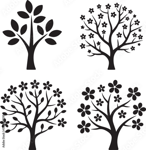 Tree vintage silhouette vector icon illustration