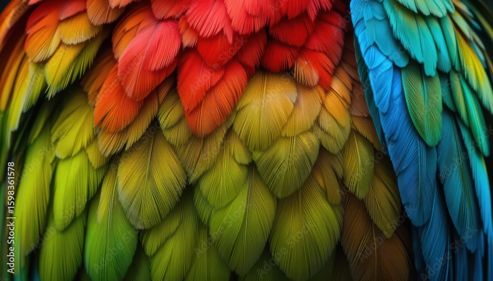 Fototapeta premium Vibrant Close-Up of Colorful Feathers in Various Bright Shades