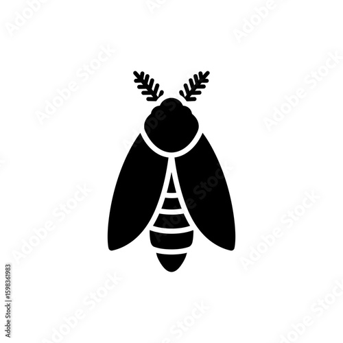  Bagworm Moth Black Filled Icon Forest Pest Theme