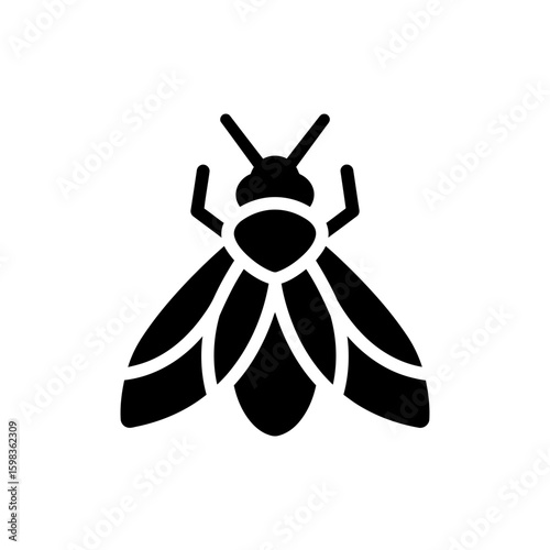 Black filled icon of eye gnat for parasitic fly and public health pest themes