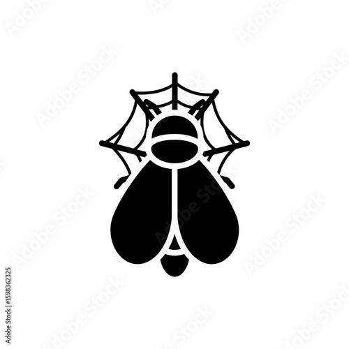 Black filled icon of fall webworm moth for tree pest and seasonal infestation themes