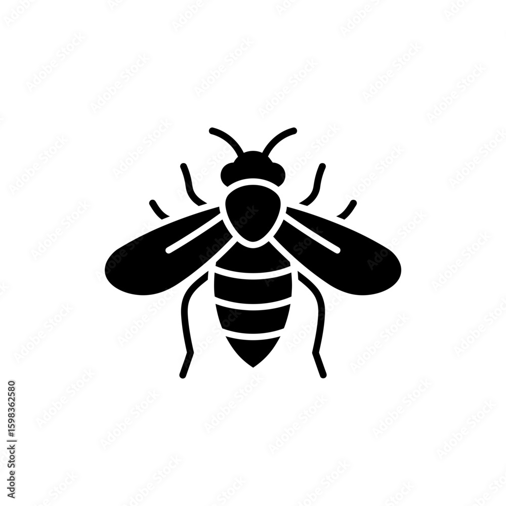 Fototapeta premium Black filled icon of leafcutter bee for pollinator insect and natural habitat themes
