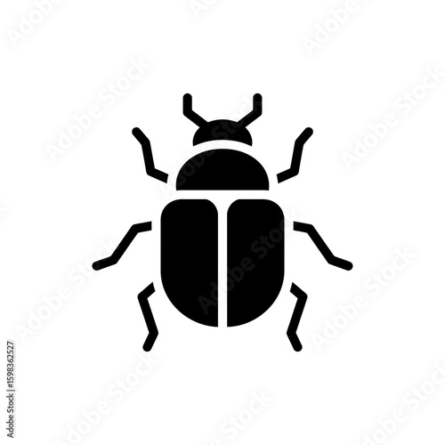 Black filled icon of a June beetle crawling seasonal pest insect