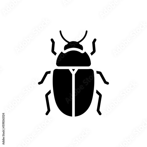Black filled icon of Water Penny Beetle with flat circular body clinging to rocks