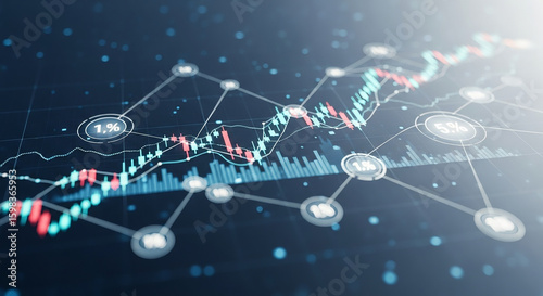 Wallpaper Mural Abstract Financial Data Network with Interconnected Stock Market Graphs Torontodigital.ca