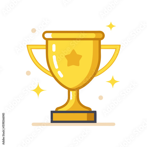 Golden trophy award illustration representing achievement and success in competition