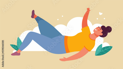 A figure reclining on their back with their legs extended and lifted upwards aiding in digestion and reducing anxiety.. Vector illustration