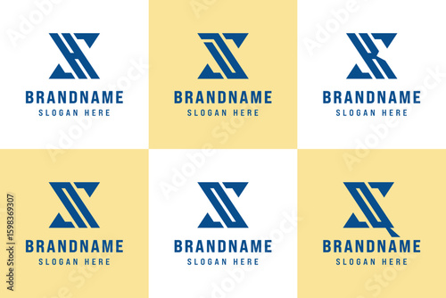 Letters SH SJ SK SN SO SQ Logo Set, for SH HS SJ JS SK KS SN NS SO OS SQ QS Initials