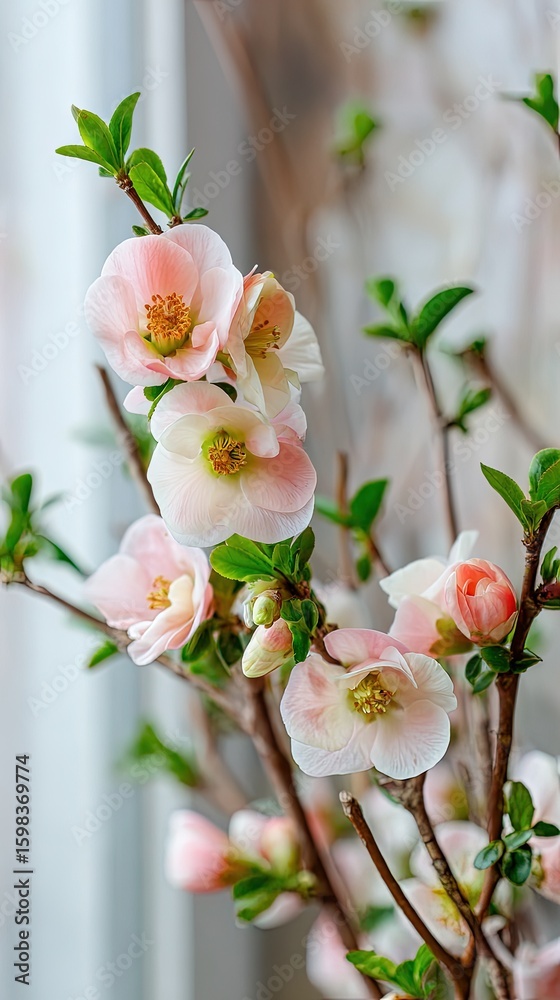 Fototapeta premium Delicate Pink Blossoms On Branches