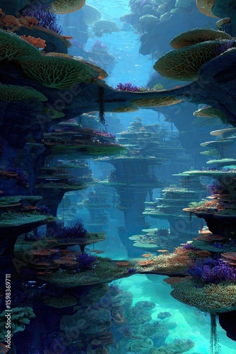 Underwater Coral City Landscape