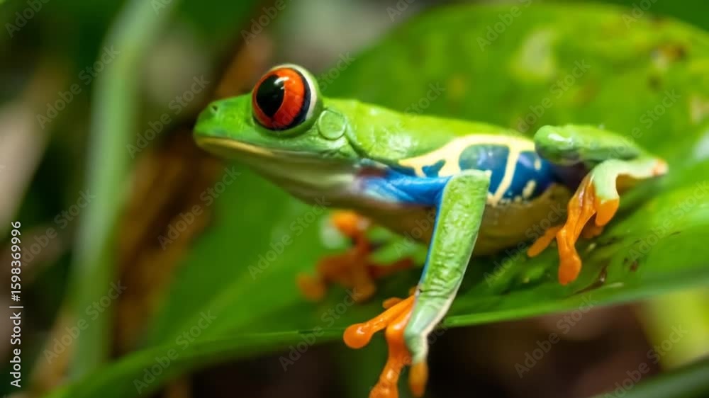 Colorful tree frog on foliage Colorful tree frog on foliage