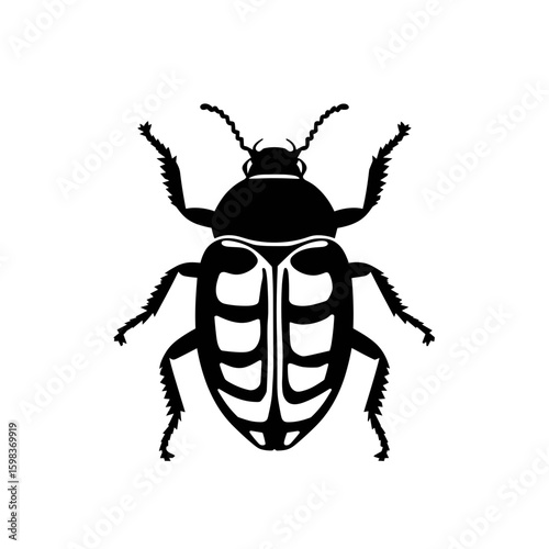 Black silhouette of a beetle isolated on white background  