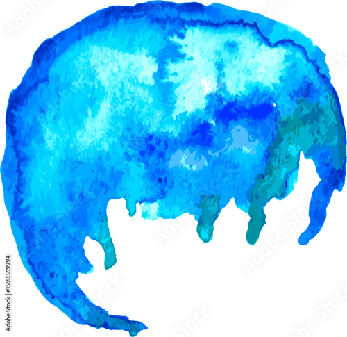 Blue Hand Drawn Watercolor Drops Round Vector Banner