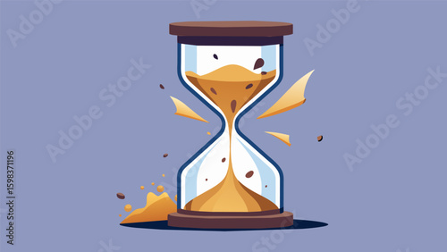 A broken hourglass with sand spilling out symbolizes the passing of time and the loss of control when engulfed by anger.. Vector illustration