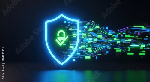 Digital security action icon cyber space graphic design environment futuristic viewpoint data protection concept