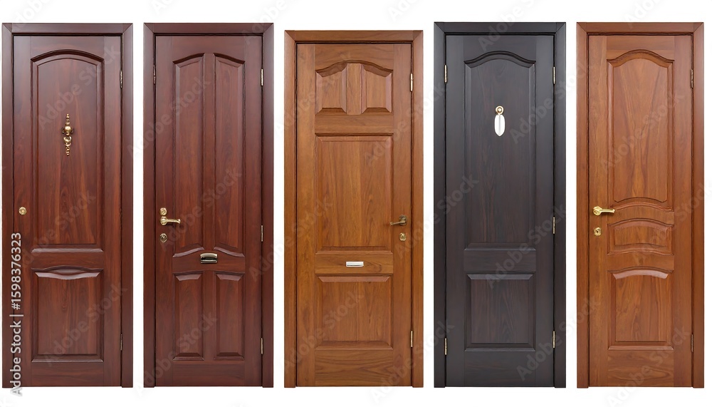 Fototapeta premium Wooden interior doors, various shades