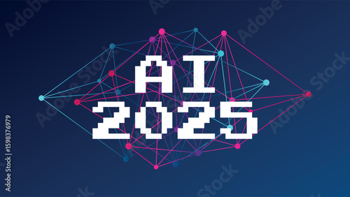 Artificial intelligence. Generative model. Deep learning. Smart digital technology. AI vector illustration for science, web design, business. Network pattern. Geometric background